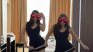 tiktok babe juliaveil dances in miniskirt showing pretty pussy and small tits