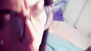 Slutty Glasses Latina Girlfriend Gives Excellent Deep Blowjobs