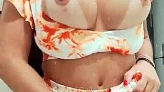 morena's big pussy lips tease homemade latina style