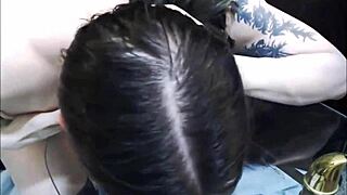 Emo tranny licks own cum!