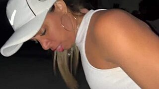 wife flashes short white shorts then rides hung stranger's cock