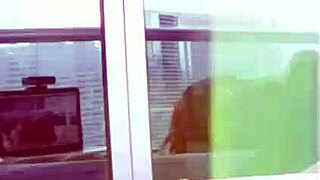 Busty Redhead Teases Huge Tits Balcony Public!