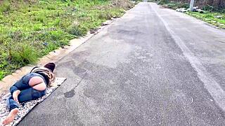 street beggar takes bareback anal cash dump outdoors