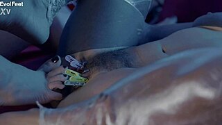 your tongue on my feet and rubbing my wet pussy sends me into total frenzy