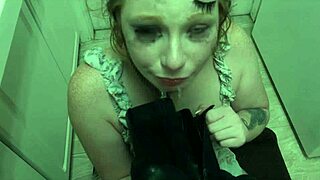 Degraded Redhead Slave Licks Cum Eagerly from Shiny Boot Sole