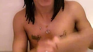 ebony milf shaves smooth then bathes her saggy tits