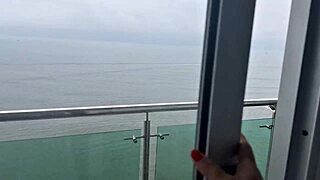 naughty curvy latina babe masturbates wildly by sea hitting real orgasm with big natural tits