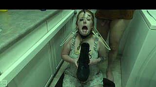 Degraded Redhead Slave Licks Cum Eagerly from Shiny Boot Sole