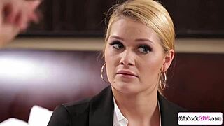 Petite blonde intern, why let milf boss facesit your pretty face?