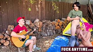 three boys freeuse hot camper chick group fuck