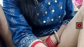 Slim sexy Indian girl moans during live hardcore pussy pounding session