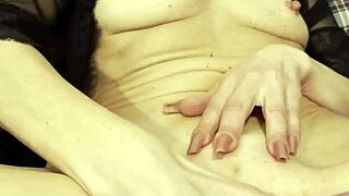 Homemade blonde mature oils up for close-up lingerie masturbation orgasm