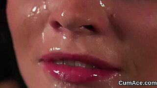 hot babe savors facial cum swallowing every drop