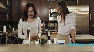 Dysfunctional babysitter milf licks shy redhead teen pussy