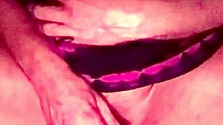 Blonde flashes tight pussy lips up close with vibrator