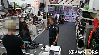 Nasty amateur darling screwed hard in shop by rough cock