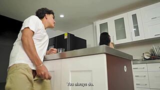 antonella jones faces tommy verga in kitchen delivers wet blowjob rides big cock reverse cowgirl and takes intense standing fuck to facial