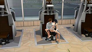 Sims pounding pussy hard in steamy gym sauna! 💦🏋️