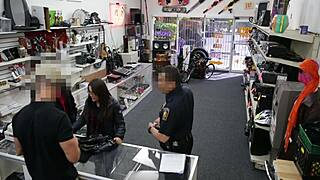 Nasty amateur darling screwed hard in shop by rough cock