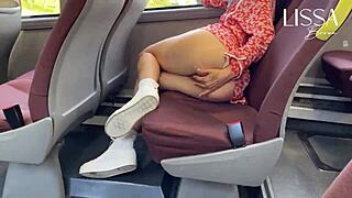 Hot Woman Flashes Tits and Fingers Pussy on Crowded Public Bus Ride