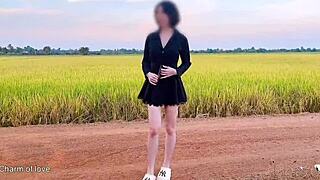 Couples pound hard in rice field