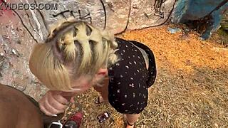 Curvy Blonde Milf Big Ass Pounded in Forest Cumshot