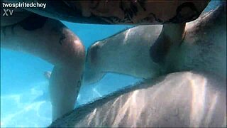 holiday friends splash and play threesome in pool