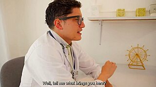 Skinny latina babe rides doctor's huge cock with her tight pink pussy cowgirl