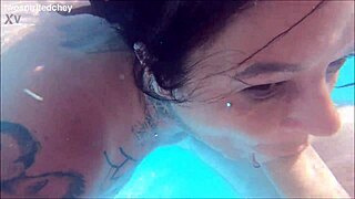 holiday friends splash and play threesome in pool