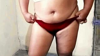 bbw wife tries neighbor's thong panties