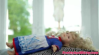 Glamorous small tits model bends over for intense doggystyle banging closeup