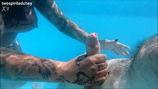 holiday friends splash and play threesome in pool