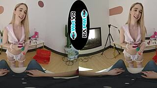 Blonde teen's tight pussy destroyed by huge cock in doggystyle creampie ride