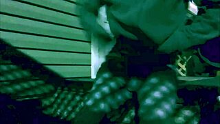 nighttime time lapse stretch on steps lattice shadows ass legs effect so hot 🦵🍑