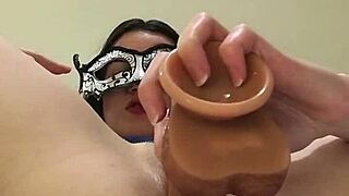 Russian brunette rides dildo reverse cowgirl sucks fingers cum mouth