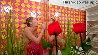 Blonde Babe Fingers Tight Pussy with Anal Dildo in Bath!