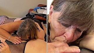 Deep-Throating Granny Carmen Sucks Cock Like a Pro Close-Up!