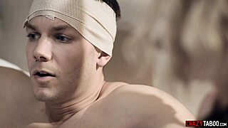 mature blonde milf mom treats young guy to sloppy blowjob and lick