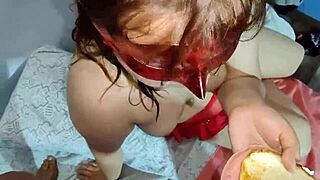 bound bbw slave facefucked sloppy cum on sandwich