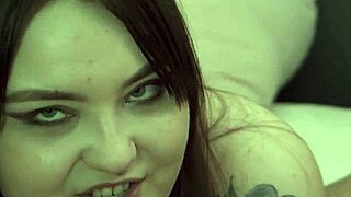 Cum Gushing from Pussy During Her Strap-On Chastity Blowjob!