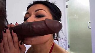 Sexy Asian Jackie Lin delivers steamy interracial massage fuck session