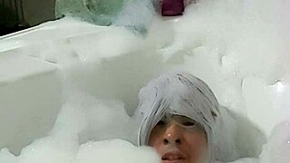 cyno slips into bubbly cosplay bath for solo tease
