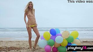 Skinny Italian Milf's Beach Balloon Play Turns Wildly Naughty