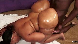 WOW Black BBW with world's biggest ass seduced for rough casting choke fuck!