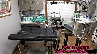 Behind-the-scenes nurse Aria Nicole spreads tits ass in glasses fetish procedure