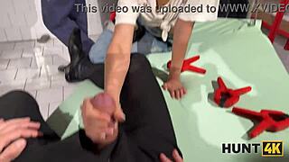 Slutty worker fucks boss publicly while boyfriend watches!