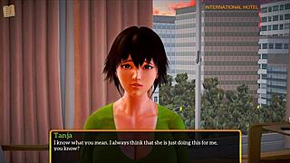 redhead teen with big ass and tits plays erotic futanari game homemade