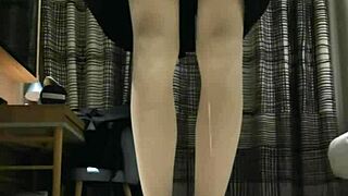 Femboy Tranny's Huge Cumshot in Black Dress!