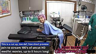 Behind-the-scenes nurse Aria Nicole spreads tits ass in glasses fetish procedure