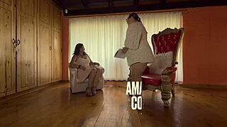 Tall ebony goddess dominates beach slaves in latex boots